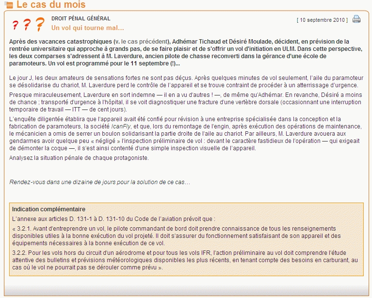 Le cas du mois
