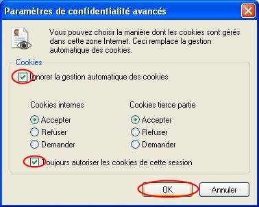 Options Internet - IE
