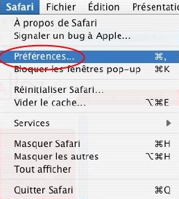 Options Internet - Safari